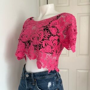 Dizzylissy Pink Crochet Top